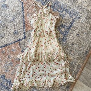 UO Sheer floral midi ruffle dress